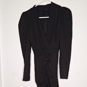 Elegant Black Dress with Button Detail